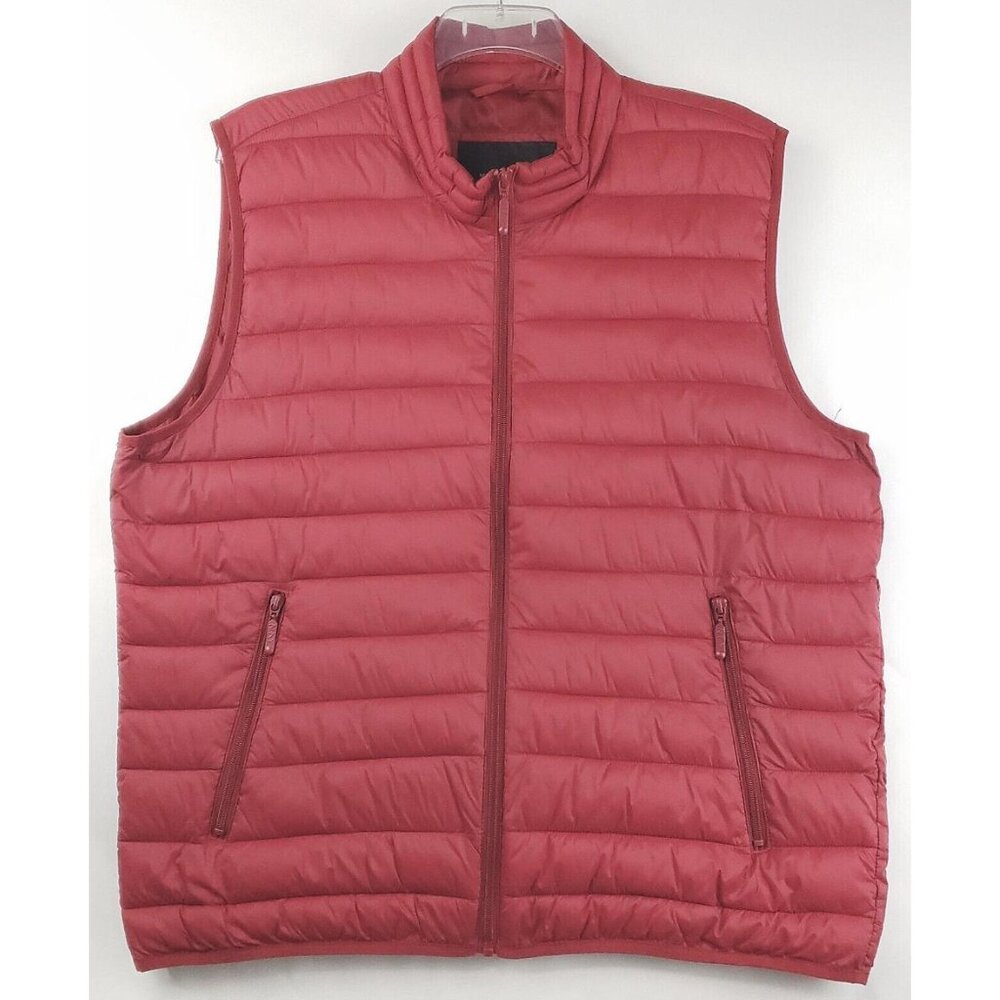 Andrew Marc New York Vest Puffer Jacket Mens 2XL Red Full Zip Mock Neck